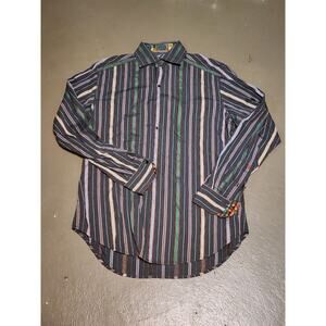 Robert‎ Graham Long Sleeve Striped Flip Cuff Button Up Shirt Men's Size Medium